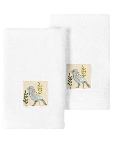 Linum Home Textiles Turkish Cotton Belinda Embellished Fingertip Towel Set, 2 Piece In White