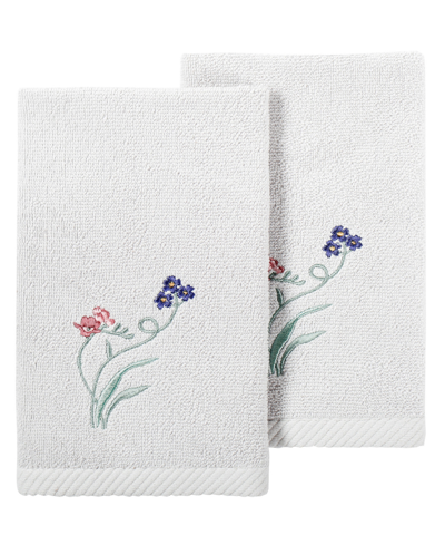 Linum Home Turkish Cotton Stella Embellished 2-pc. Fingertip Towel Set In Silver