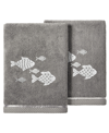 Linum Home Turkish Cotton Figi Embellished 2-pc. Hand Towel Set In Charcoal