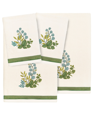 Linum Home Turkish Cotton Botanica Embellished 4-pc. Bath Towel Set In Beige