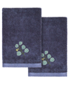 Linum Home Turkish Cotton Botanica Embellished 2-pc. Fingertip Towel Set In Marine