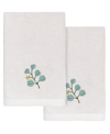 Linum Home Turkish Cotton Botanica Embellished 2-pc. Fingertip Towel Set In Silver