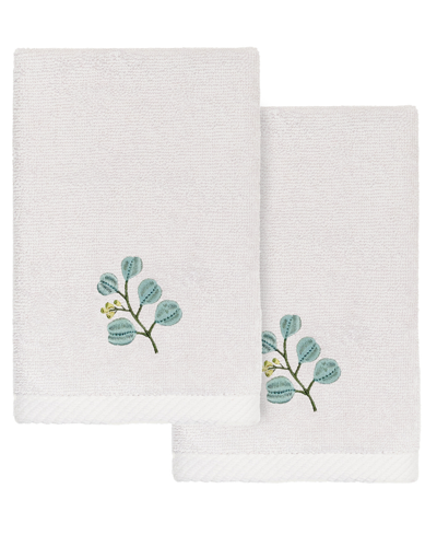 Linum Home Turkish Cotton Botanica Embellished 2-pc. Fingertip Towel Set In Silver