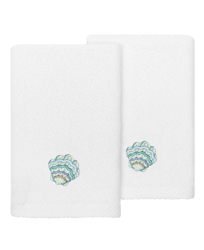 Linum Home Turkish Cotton Aaron Embellished 2-pc. Fingertip Towel Set In White