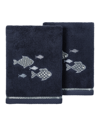 Linum Home Turkish Cotton Figi Embellished 2-pc. Hand Towel Set In Marine