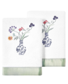 Linum Home Turkish Cotton Stella Embellished 2-pc. Hand Towel Set In White