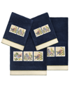 Linum Home Textiles Turkish Cotton Belinda Embellished Towel Set, 4 Piece In Marine
