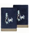 Linum Home Turkish Cotton Aaron Embellished 2-pc. Hand Towel Set In Marine