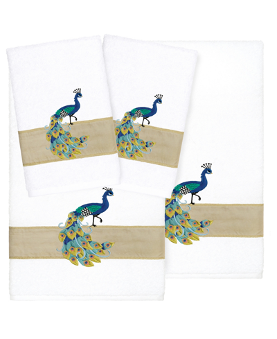 Linum Home Turkish Cotton Penelope Embellished 4-pc. Bath Towel Set In White