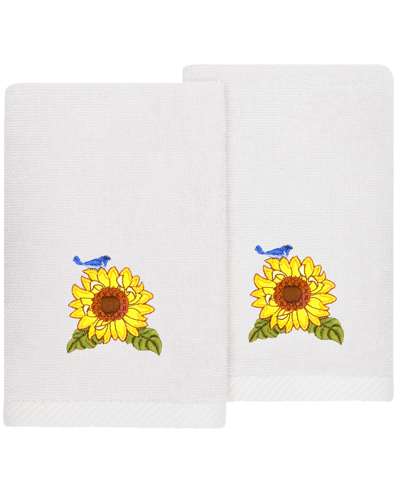 Linum Home Turkish Cotton Girasol Embellished 2-pc. Fingertip Towel Set In Silver