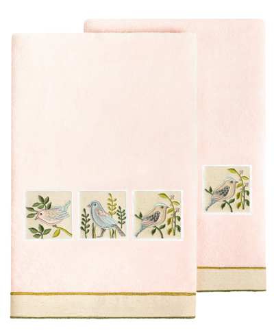 Linum Home Textiles Turkish Cotton Belinda Embellished Bath Towel Set, 2 Piece In Blush