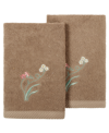 Linum Home Turkish Cotton Stella Embellished 2-pc. Fingertip Towel Set In Cocoa