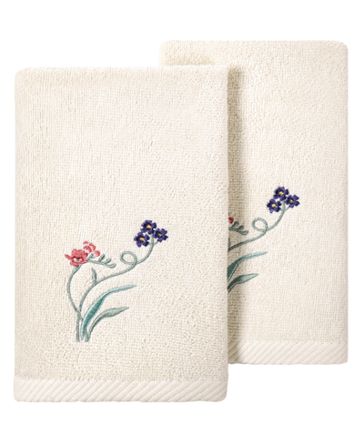 Linum Home Turkish Cotton Stella Embellished 2-pc. Fingertip Towel Set In Beige