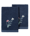 Linum Home Turkish Cotton Stella Embellished 2-pc. Fingertip Towel Set In Marine