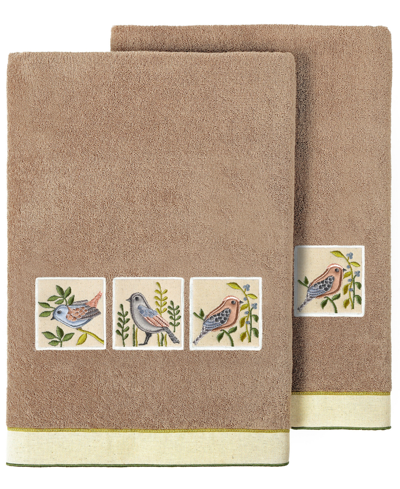 Linum Home Turkish Cotton Belinda Embellished 2-pc. Bath Towel Set In Cocoa