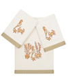 Linum Home Textiles Turkish Cotton Aaron Embellished Towel Set, 3 Piece In Beige