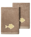Linum Home Turkish Cotton Figi Embellished 2-pc. Fingertip Towel Set In Cocoa