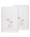 Linum Home Turkish Cotton Mariposa Embellished 2-pc. Fingertip Towel Set In Silver