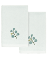 Linum Home Turkish Cotton Botanica Embellished 2-pc. Fingertip Towel Set In Aqua