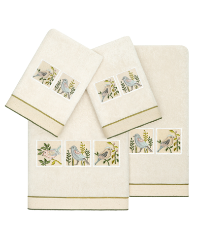 Linum Home Textiles Turkish Cotton Belinda Embellished Towel Set, 4 Piece In Beige