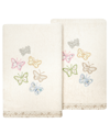 Linum Home Turkish Cotton Mariposa Embellished 2-pc. Hand Towel Set In Beige