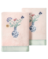Linum Home Turkish Cotton Stella Embellished 2-pc. Hand Towel Set In Blush