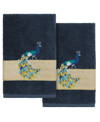 Linum Home Turkish Cotton Penelope Embellished 2-pc. Hand Towel Set In Navy