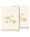 Linum Home Turkish Cotton Figi Embellished 2-pc. Hand Towel Set In Beige
