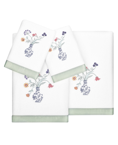 Linum Home Turkish Cotton Stella Embellished 4-pc. Bath Towel Set In White
