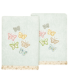 Linum Home Turkish Cotton Mariposa Embellished 2-pc. Hand Towel Set In Aqua