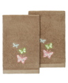 Linum Home Turkish Cotton Mariposa Embellished 2-pc. Fingertip Towel Set In Cocoa