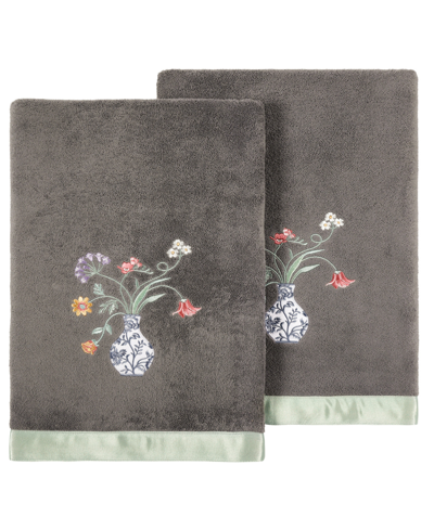 LINUM HOME TURKISH COTTON STELLA EMBELLISHED 2-PC. BATH TOWEL SET