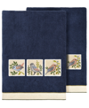 Linum Home Textiles Turkish Cotton Belinda Embellished Bath Towel Set, 2 Piece In Marine