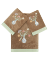 Linum Home Textiles Turkish Cotton Stella Embellished Towel Set, 3 Piece In Cocoa