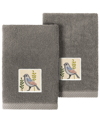 Linum Home Turkish Cotton Belinda Embellished 2-pc. Fingertip Towel Set In Charcoal