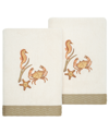 Linum Home Turkish Cotton Aaron Embellished 2-pc. Hand Towel Set In Beige