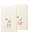 Linum Home Turkish Cotton Mariposa Embellished 2-pc. Fingertip Towel Set In Beige