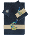 Linum Home Turkish Cotton Penelope Embellished 3-pc. Bath Towel Set In Navy