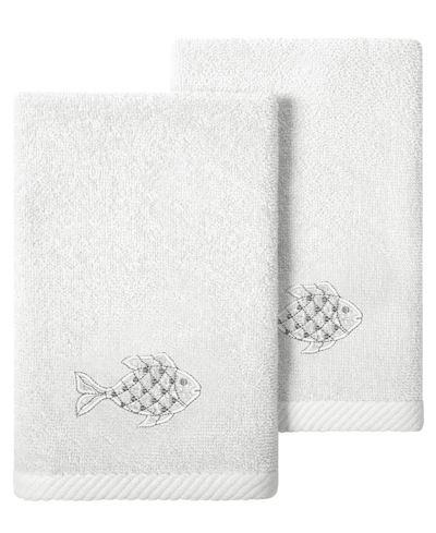 Linum Home Turkish Cotton Figi Embellished 2-pc. Fingertip Towel Set In Silver