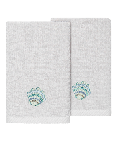 Linum Home Turkish Cotton Aaron Embellished 2-pc. Fingertip Towel Set In Silver