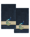 Linum Home Turkish Cotton Penelope Embellished 2-pc. Bath Towel Set In Navy