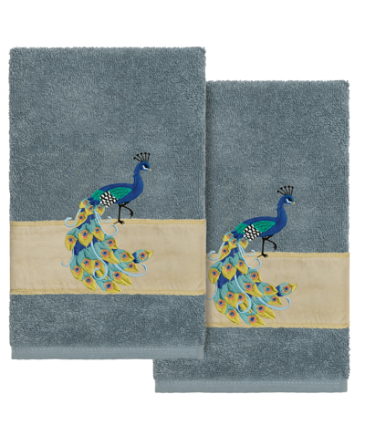 Linum Home Turkish Cotton Penelope Embellished 2-pc. Bath Towel Set In Teal