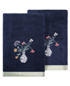 Linum Home Textiles Turkish Cotton Stella Embellished Bath Towel Set, 2 Piece In Marine