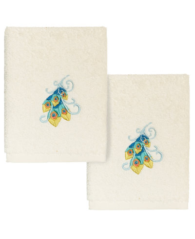 Linum Home Turkish Cotton Penelope Embellished 2-pc. Washcloth Set In Cream