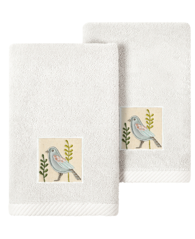 Linum Home Turkish Cotton Belinda Embellished 2-pc. Fingertip Towel Set In Silver