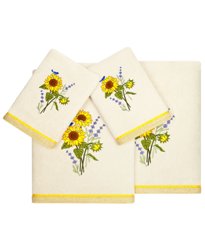 Linum Home Turkish Cotton Girasol Embellished 4-pc. Bath Towel Set In Beige