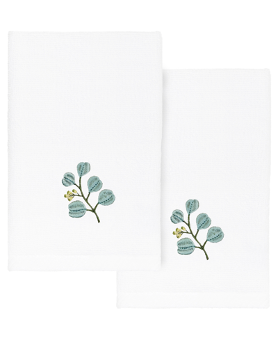 Linum Home Turkish Cotton Botanica Embellished 2-pc. Fingertip Towel Set In White