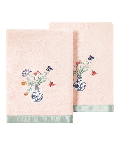 Linum Home Turkish Cotton Stella Embellished 2-pc. Bath Towel Set In Blush