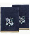 Linum Home Turkish Cotton Aaron Embellished 2-pc. Bath Towel Set In Marine