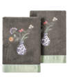 Linum Home Textiles Turkish Cotton Stella Embellished Bath Towel Set, 2 Piece In Charcoal